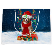 Australian Shepherd Dog in Snow-kerstcadeau Groot Cadeauzakje (Voorkant)