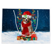 Australian Shepherd Dog in Snow-kerstcadeau Groot Cadeauzakje (Achterkant)