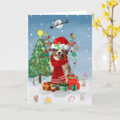 Australian Shepherd Dog in Snow-kerstcadeau Kaart (Gele Bloem)