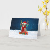 Australian Shepherd Dog in Snow-kerstcadeau Kaart (Gele Bloem)