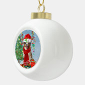 Australian Shepherd Dog in Snow-kerstcadeau Keramische Bal Ornament (Rechts)