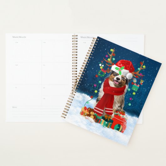 Australian Shepherd Dog in Snow-kerstcadeau Planner (Display)
