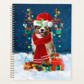 Australian Shepherd Dog in Snow-kerstcadeau Planner (Voorkant)