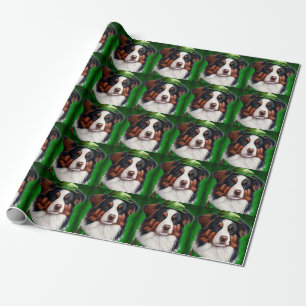 Australian Shepherd dog in St. Patrick's Day Dress Cadeaupapier