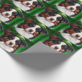 Australian Shepherd dog in St. Patrick's Day Dress Cadeaupapier (Hoek)