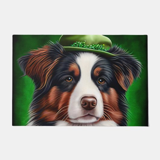 Australian Shepherd dog in St. Patrick's Day Dress Deurmat (Voorkant)