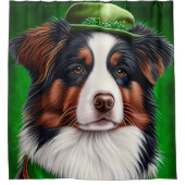 Australian Shepherd dog in St. Patrick's Day Dress Douchegordijn (Voorkant)