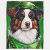 Australian Shepherd dog in St. Patrick's Day Dress Fleece Deken (Voorkant)
