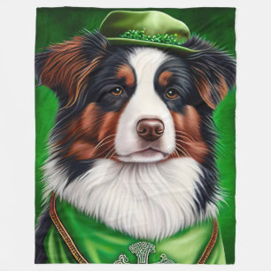 Australian Shepherd dog in St. Patrick's Day Dress Fleece Deken