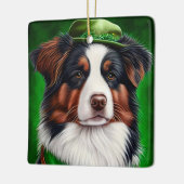 Australian Shepherd dog in St. Patrick's Day Dress Keramisch Ornament (Links)