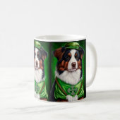 Australian Shepherd dog in St. Patrick's Day Dress Koffiemok (Voorkant rechts)