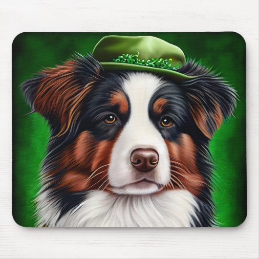 Australian Shepherd dog in St. Patrick's Day Dress Muismat (Voorkant)