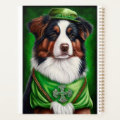 Australian Shepherd dog in St. Patrick's Day Dress Planner (Achterkant)