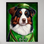 Australian Shepherd dog in St. Patrick's Day Dress Poster (Voorkant)