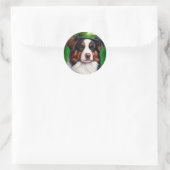 Australian Shepherd dog in St. Patrick's Day Dress Ronde Sticker (Tas)
