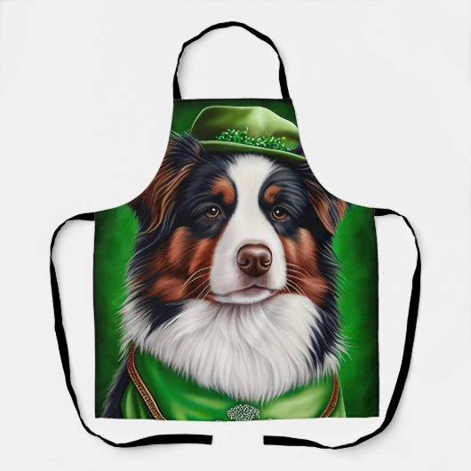 Australian Shepherd dog in St. Patrick's Day Dress Schort (Voorkant)