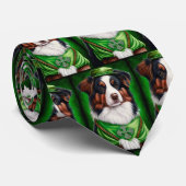 Australian Shepherd dog in St. Patrick's Day Dress Stropdas (Opgerold)