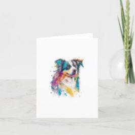 Australian Shepherd Dog in Waterverf & Pen Feestdagen Kaart