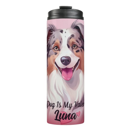 Australian Shepherd Dog is mijn Valentijn naam Thermosbeker (Voorkant)