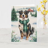 Australian Shepherd Dog Kerstgroet Kaart (Gele Bloem)