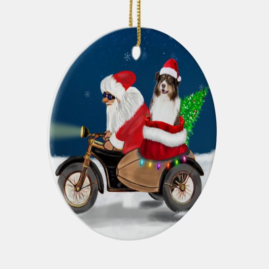Australian Shepherd Dog kerstkerstkerstman Keramisch Ornament (Rechts)