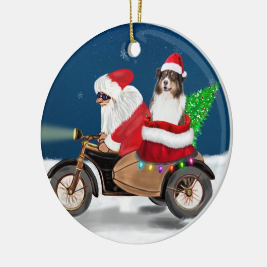 Australian Shepherd Dog kerstkerstkerstman Keramisch Ornament (Links)