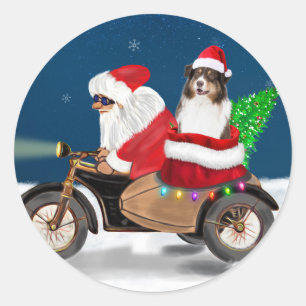 Australian Shepherd Dog kerstkerstkerstman Ronde Sticker