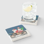 Australian Shepherd Dog kerstkerstkerstman Stenen Onderzetter (Zijkant)