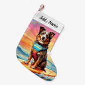 Australian Shepherd Dog Kleine Kerstsok (Voorkant (Hangend))