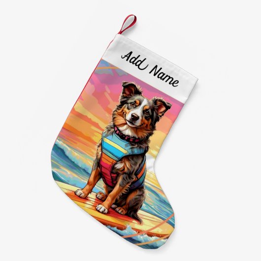 Australian Shepherd Dog Kleine Kerstsok (Voorkant (Hangend))
