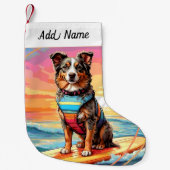 Australian Shepherd Dog Kleine Kerstsok (Voorkant)