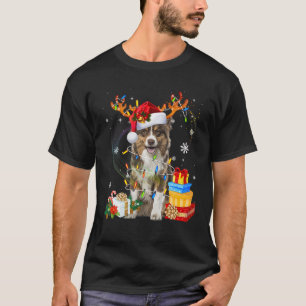 Australian Shepherd Dog licht Santa Hat Sweater C T-shirt