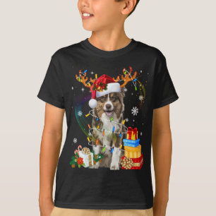 Australian Shepherd Dog licht Santa Hat Sweater C T-shirt