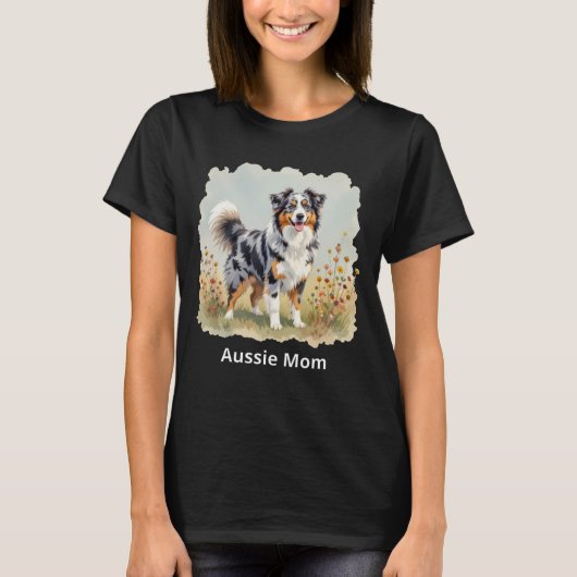 Australian Shepherd Dog Merle Long Tail Aussie Mom T-shirt (Voorkant)