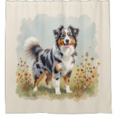 Australian Shepherd Dog Merle Long Tail Douchegordijn (Voorkant)