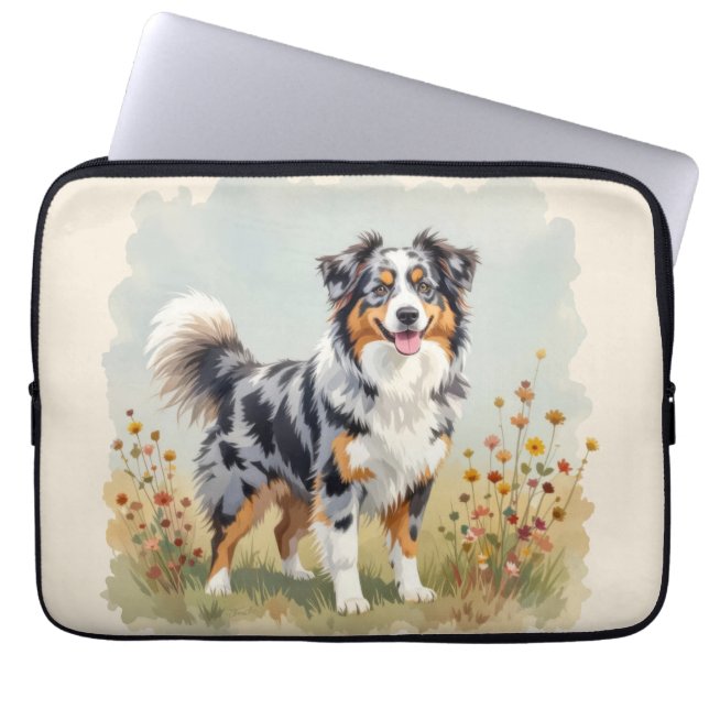 Australian Shepherd Dog Merle Long Tail Laptop Sleeve (Voorkant)