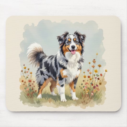 Australian Shepherd Dog Merle Long Tail Muismat (Voorkant)