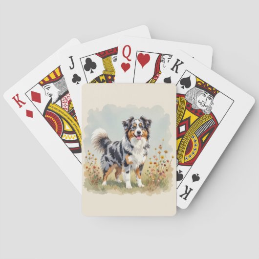 Australian Shepherd Dog Merle Long Tail Pokerkaarten (Achterkant)