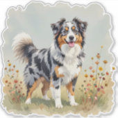 Australian Shepherd Dog Merle Long Tail Sticker (Voorkant)