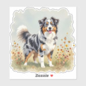 Australian Shepherd Dog Merle Long Tail Sticker (Vel)