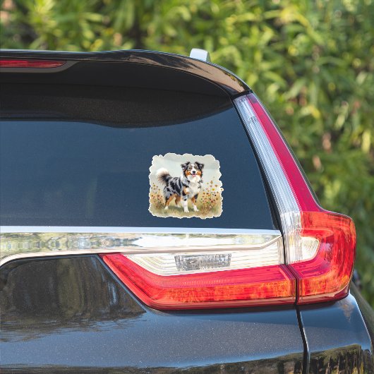 Australian Shepherd Dog Merle Long Tail Sticker (Auto Zijkant)