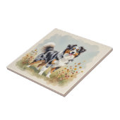 Australian Shepherd Dog Merle Long Tail Tegeltje (Zijkant)