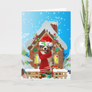 Australian Shepherd dog met kerstcadeaus Kaart