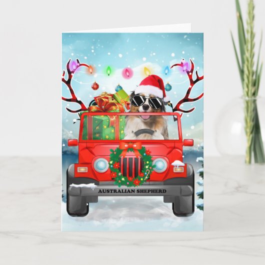 Australian Shepherd dog met kerstcadeaus Kaart (Voorkant)
