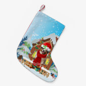 Australian Shepherd dog met kerstcadeaus Kleine Kerstsok (Voorkant (Hangend))