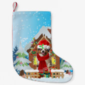 Australian Shepherd dog met kerstcadeaus Kleine Kerstsok (Voorkant)