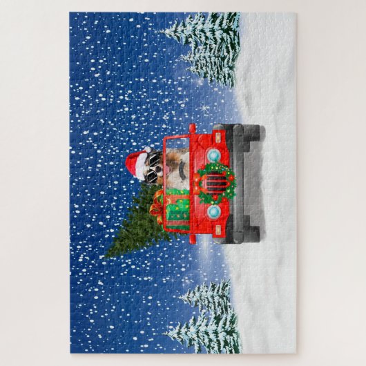 Australian Shepherd dog met kerstcadeaus Legpuzzel (Verticaal)