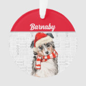 Australian Shepherd Dog met naam en foto Ornament (voorkant)