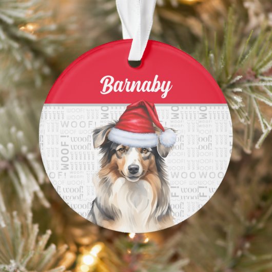 Australian Shepherd Dog met naam en foto Ornament (Boom)
