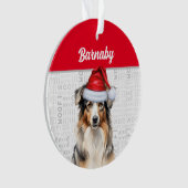 Australian Shepherd Dog met naam en foto Ornament (voorkant)